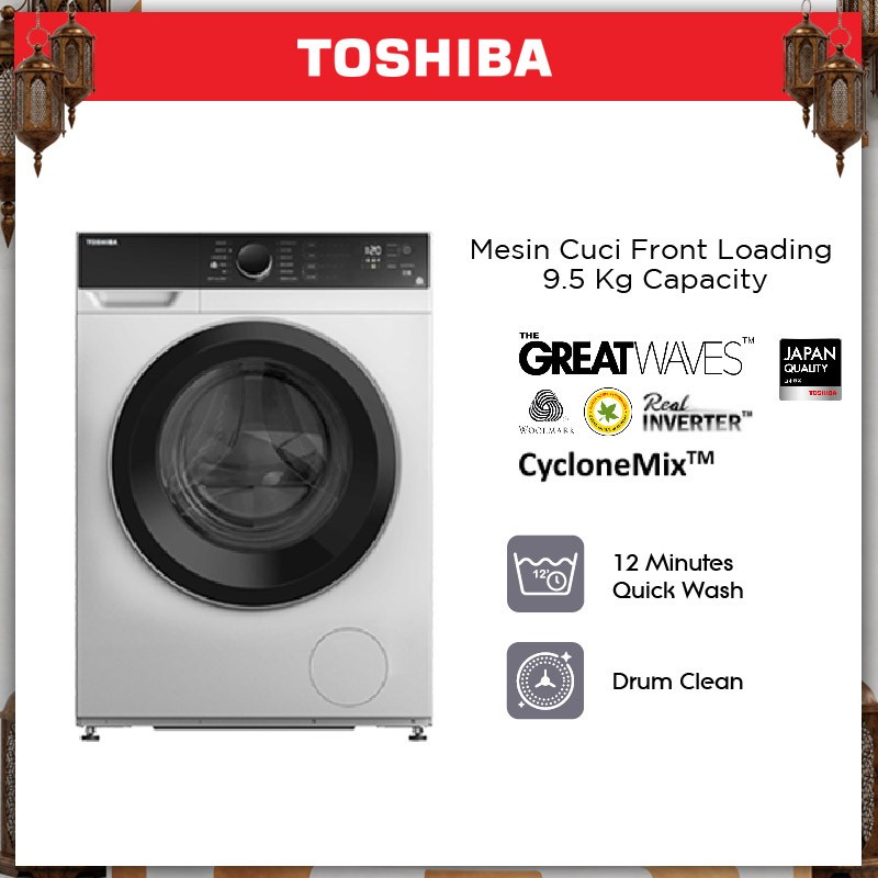 TOSHIBA Mesin Cuci Front Loading 9.5kg Model TW-BH95M4N (T03)