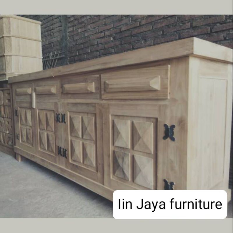 Bufet tv 90x50x110cm+finishing+ongkos kirim kayu jati berkualitas