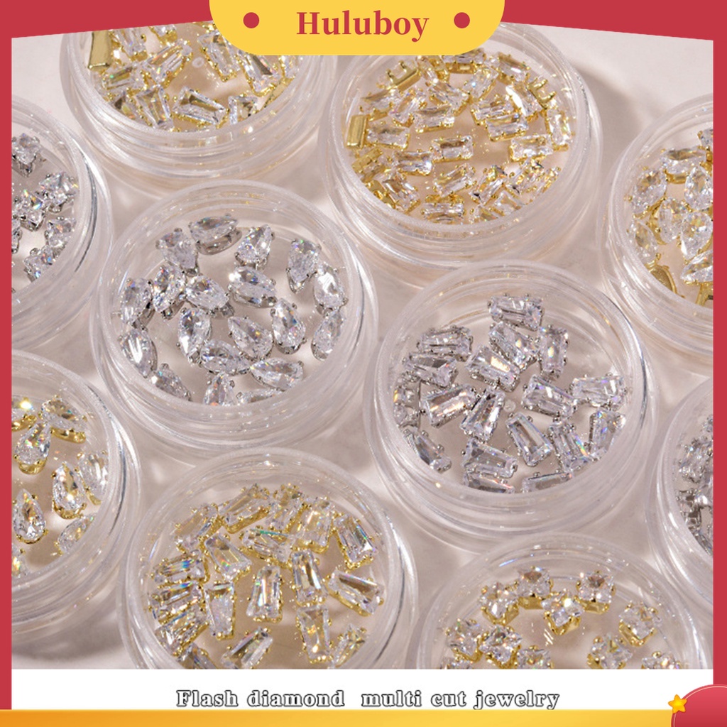 Huluboy Huluboy♡ 20pcs / Kotak Ornamen Perhiasan Berlian Imitasi Cubic Zirconia Glitter Untuk Dekorasi Nail Art Wanita
