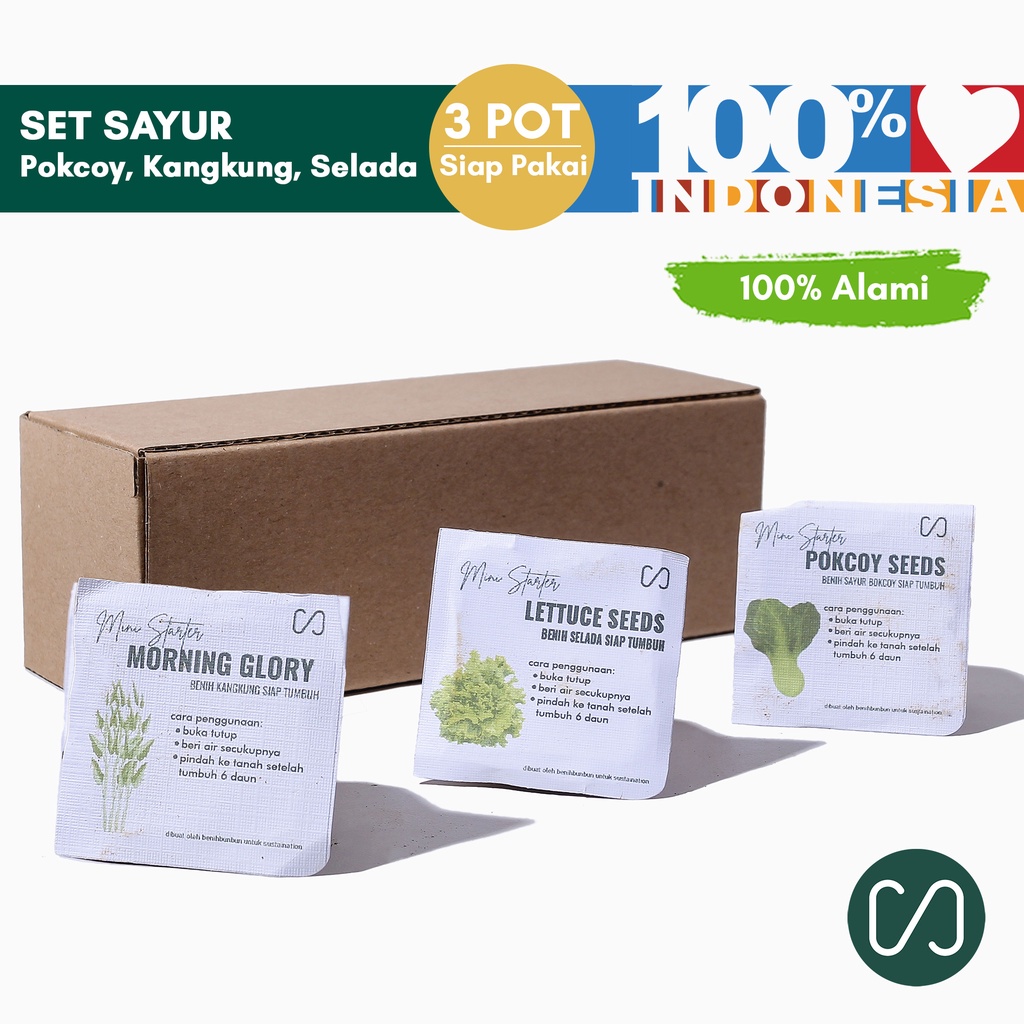 Sustaination Paket Menanam Benih Siap Pakai Pot Kertas Bunga / Sayur / Herbs