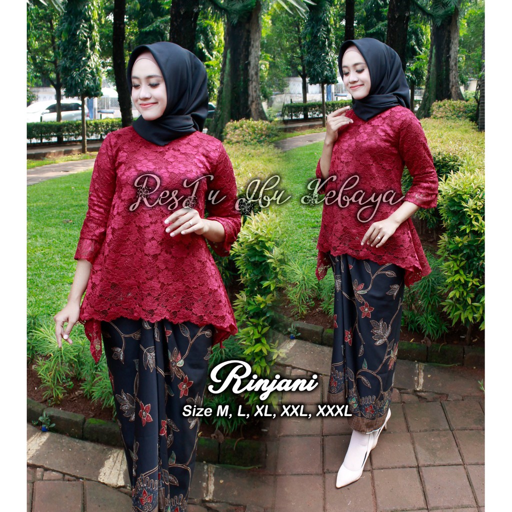 SB Collection Stelan Kebaya Fia Blouse Brukat Dan Rok Lilit Maxi Super Jumbo Batik Wanita