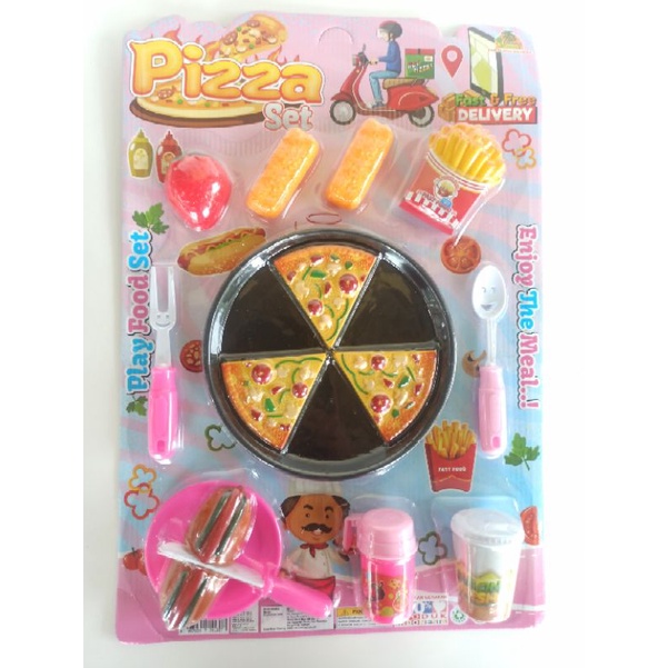 Mainan Set Fast Food Pizza / Mainan Pizza Piring Lucu