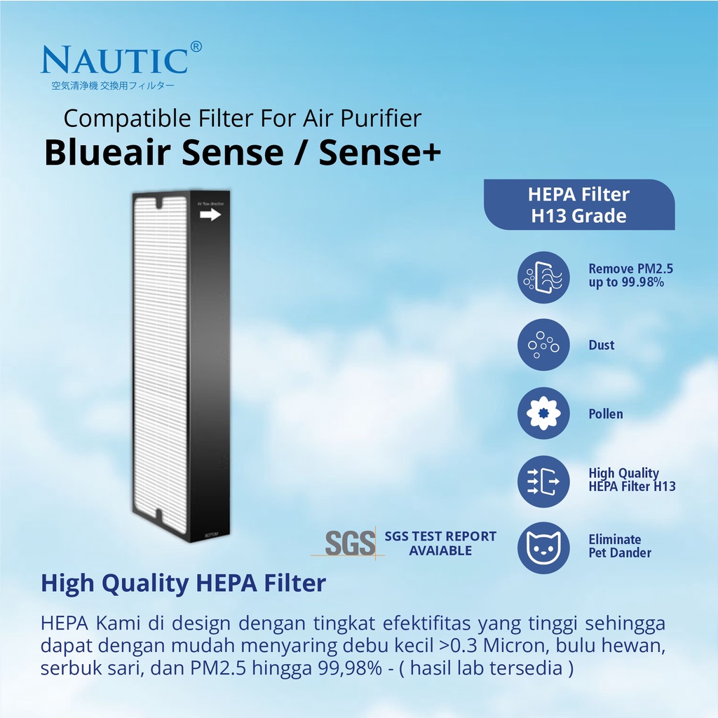 NAUTIC - Replacement Filter untuk Blu*air Sense+ / Sense HEPA CARBON FILTER sense + ADAPTED FILTER