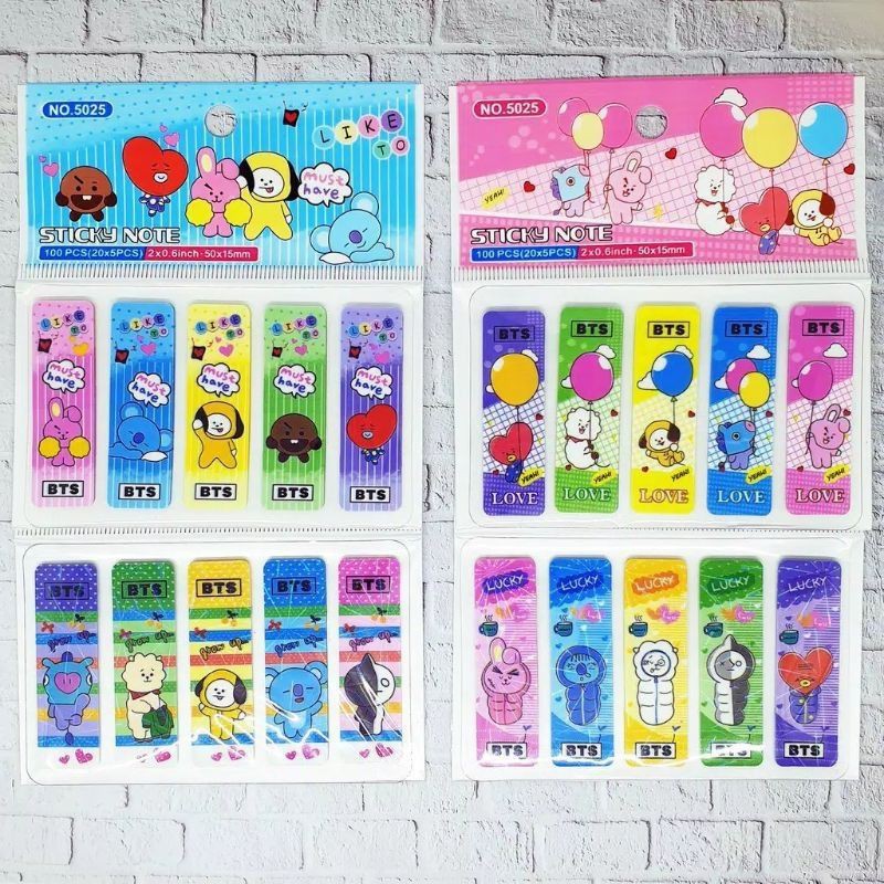 [ COD ]  1 SET 100PCS STICKY NOTE PLASTIK HOLOGRAM BT21 BTS KPOP / STICKY-2