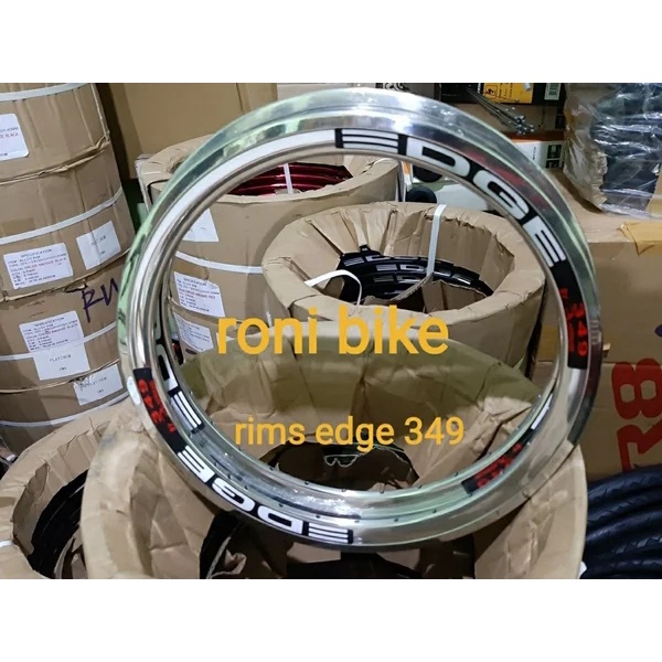 Velg Rims EDGE 16X1 3per8 etrto 349 lubang 32Hole Silver Sepasang profile 3cm