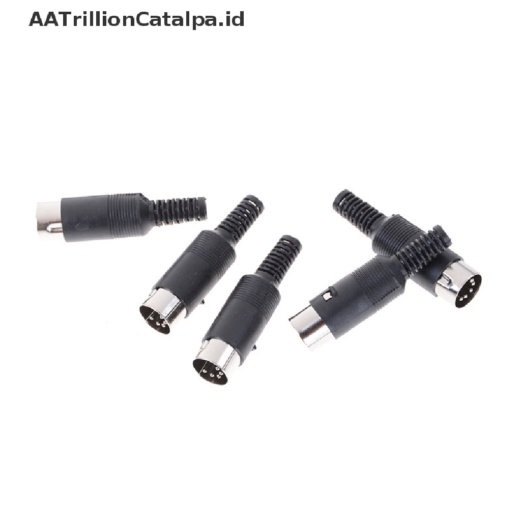 Aatrillioncatalpa 5pcs Konektor Plug 5 Pin male DIN Dengan Gagang Plastik