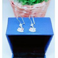 (COD)Anting rumbai panjang anak &amp; remaja hello Kitty kilau perak asli925/silver lapisan emas putih murni.