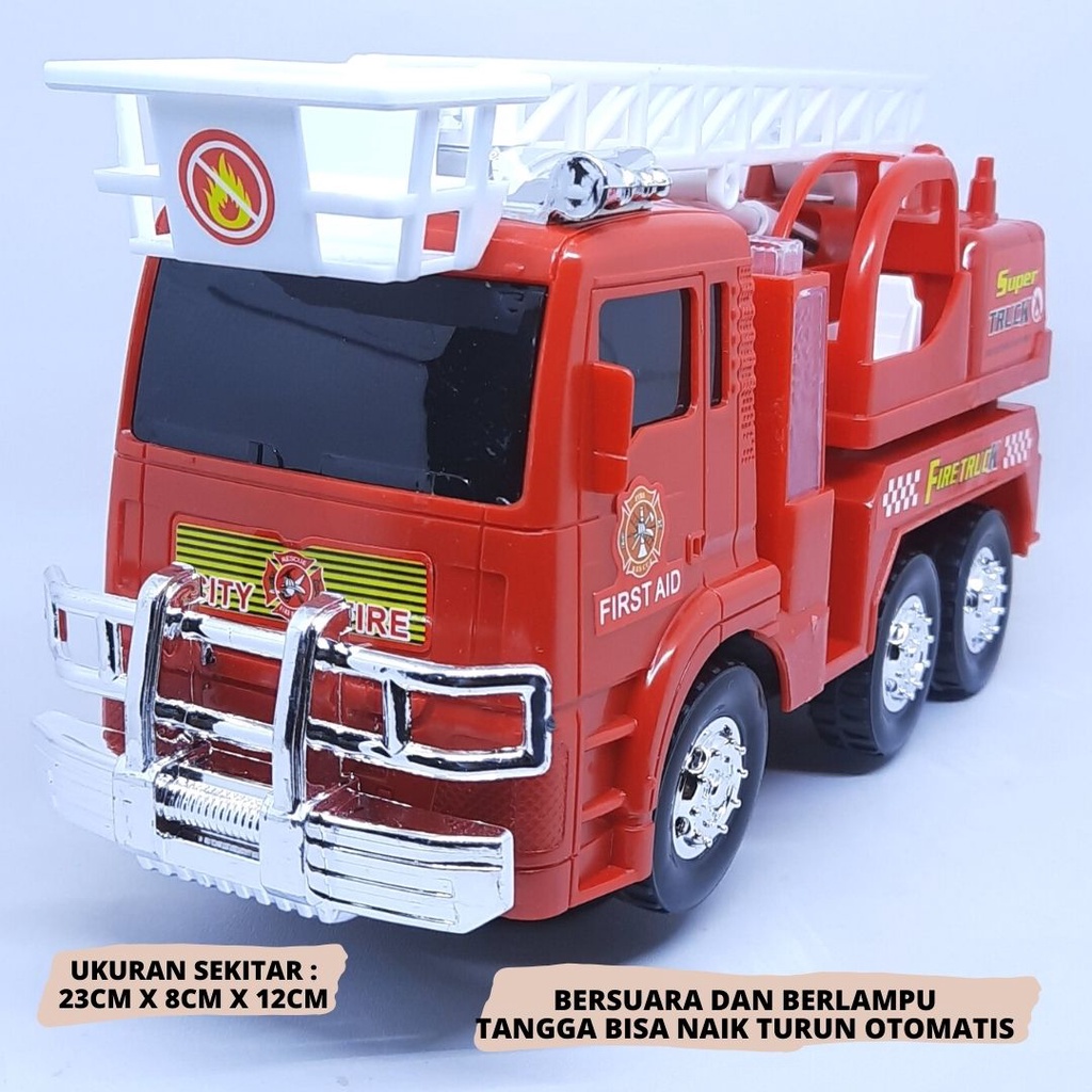 Mainan Mobil Pemadam Kebakaran POLISI - Fire Truck Bump &amp; Go | Mobil Baterai Berlampu Dan Bersuara