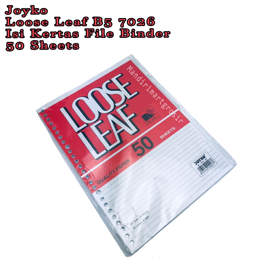 Loose Leaf B5 7026 *Joyko * Isi Kertas File Binder * 50 Sheets