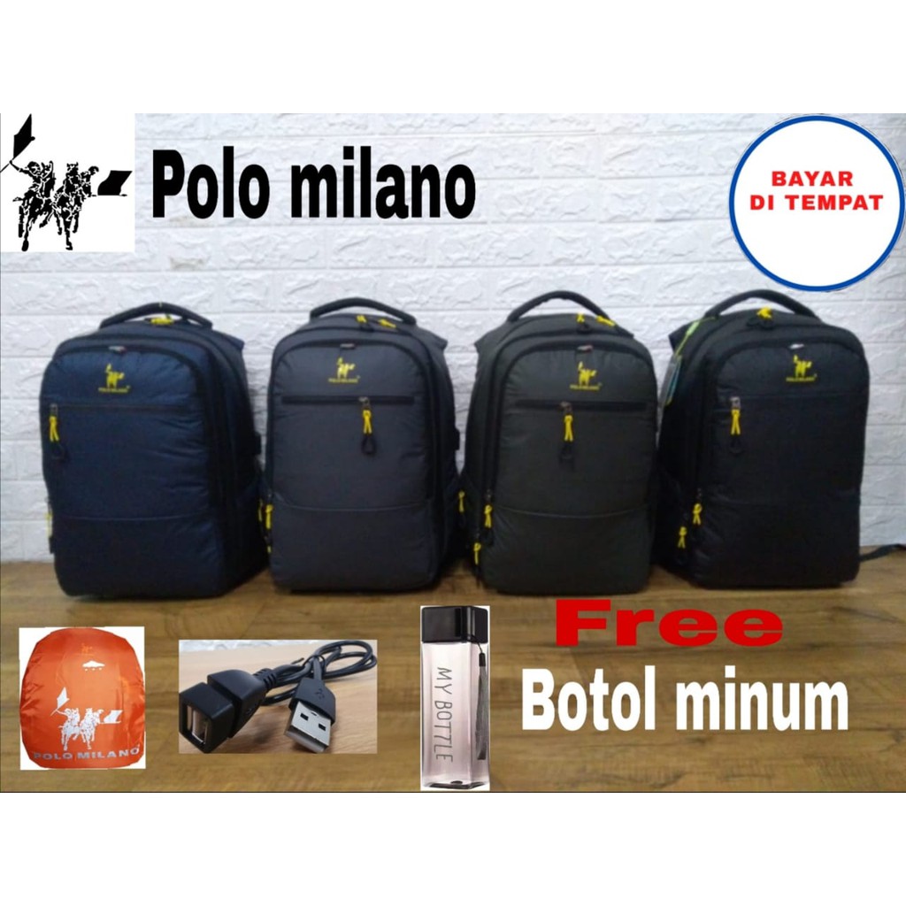 TAS COWOK POLO MILANO - 88345 - Tas Pria RANSEL TERBARU DENGAN USB - ANTI AIR Tas Terbaru 2022 READY STOCK