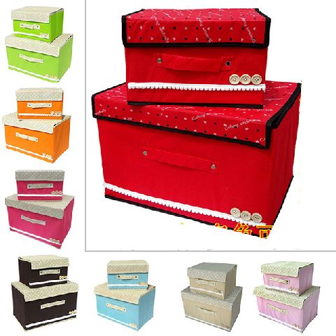 Dapat 2pcs Household Storage box set 2 in 1organizer mainan, baju