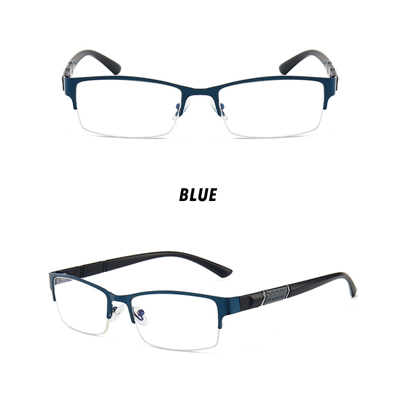 (YUZHU) Bayar di Tempat Classical Half Frame Kacamata Wanita/Pria Anti Blue Eyeglasses