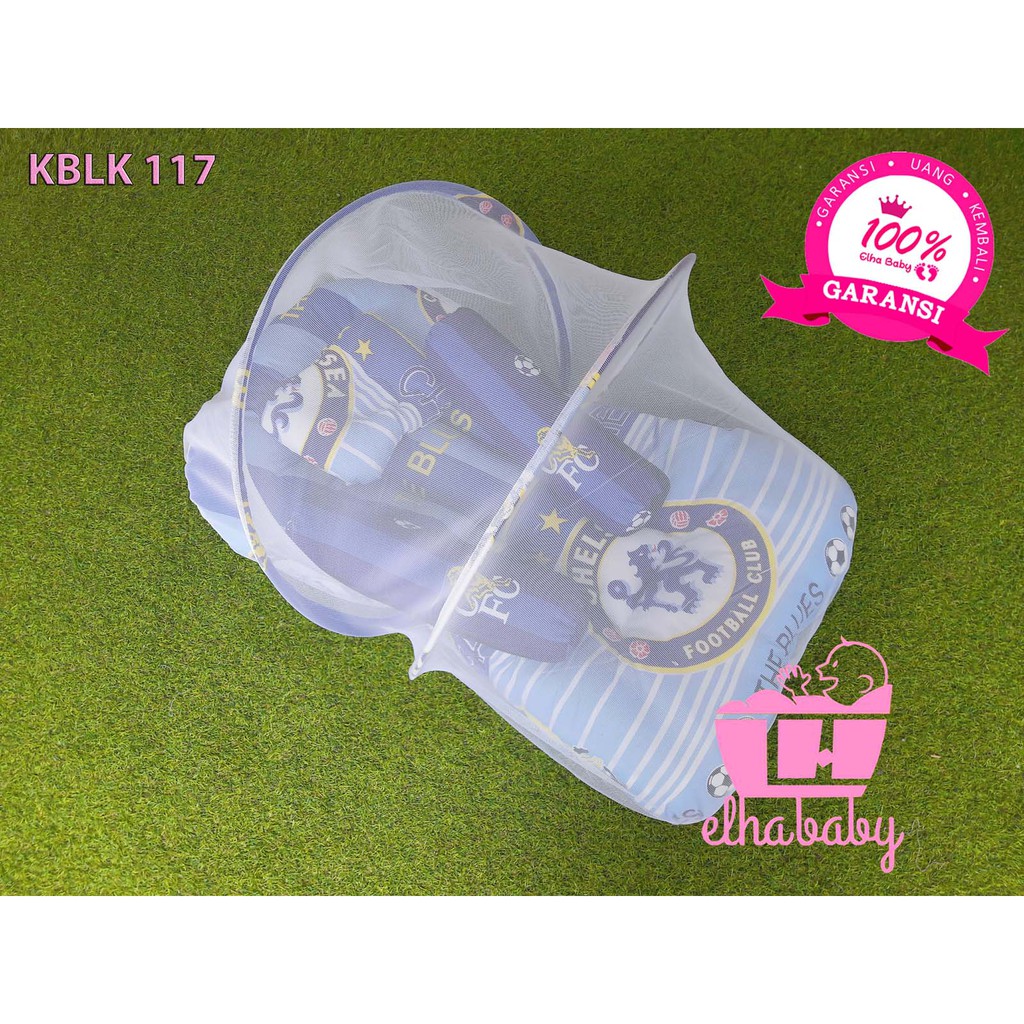 Kasur Lipat Bayi Set Kelambu Bantal Guling | Tempat Tidur Anak Baru Lahir Motif Lucu Bonus Tas