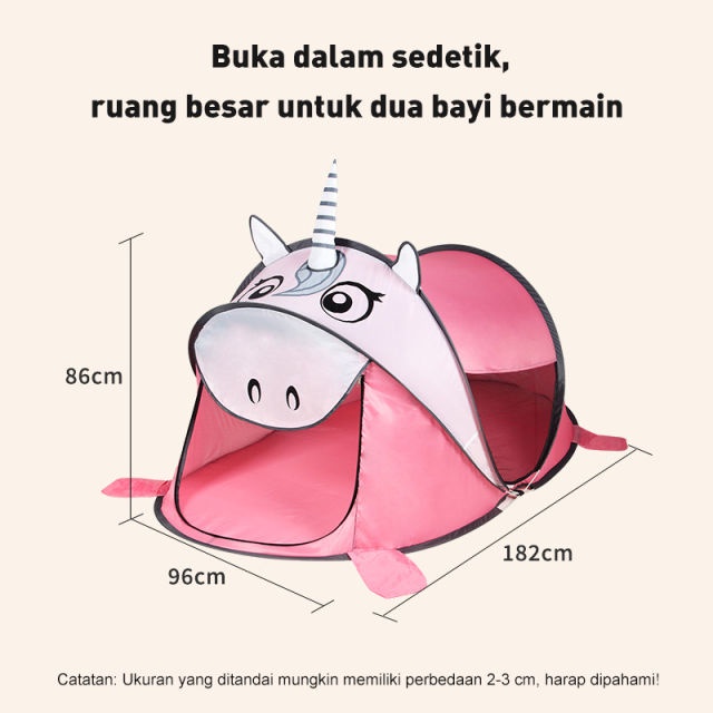 [MURAH] tenda anak model unicorn TENDA ANAK MODEL HEWAN BONUS TAS TENDA CAMPING ANAK LIPAT - UNICORN PINK [PADMA]