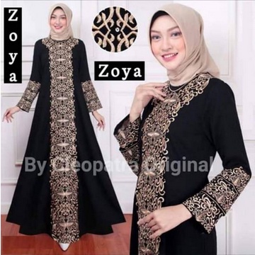 Abaya Hitam Turky Bordir Zoya gamis syari arabian dubai