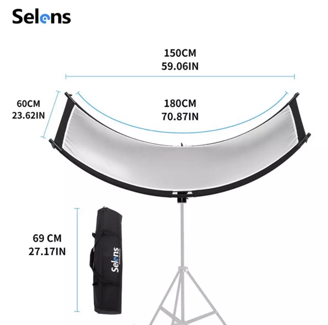 Selens 60x180cm Curved Reflector U Shaped Reflector For Studio Photography -  834754