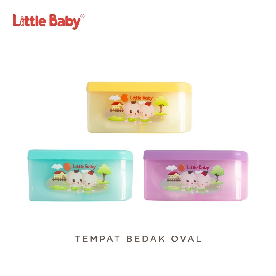 LITTLE BABY BOX KOTAK TEMPAT BEDAK OVAL + PUFF TEPUKAN BEDAK BAYI