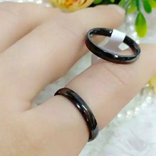 Cincin couple Titanium Stainless steel cembung kecil anti karat selamanya Fashion Ring pria wanita