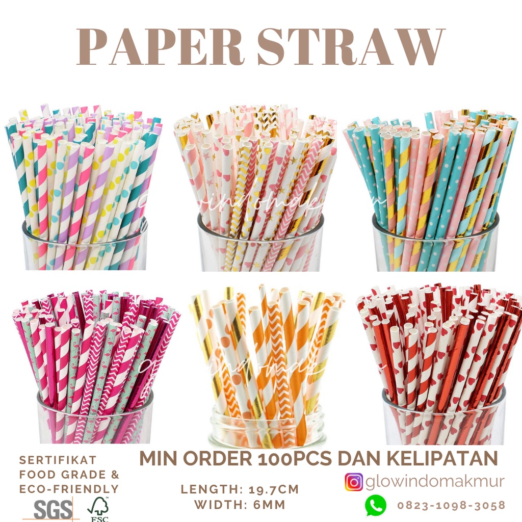 Sedotan Kertas PAPER STRAW STERIL Higienis LAPIS KERTAS PEMBUNGKUS BUNGKUS KERTAS PAPER STRAW