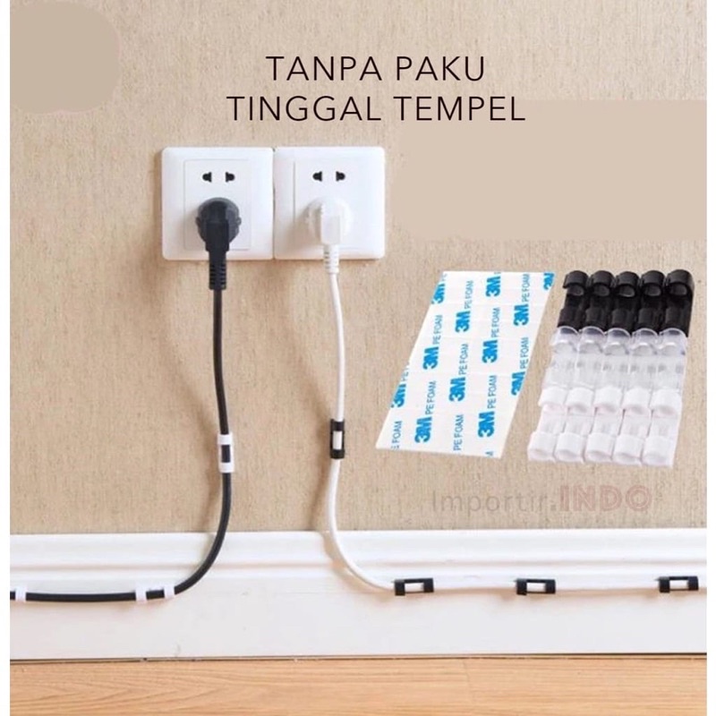 Klip Kabel/ Cable Clip/ Cable Organizer isi 20pcs/ Klip kabel multifungsi