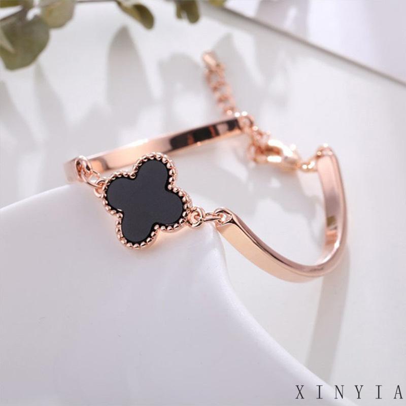 Xia.id Gelang Tangan Wanita Desain Daun Clover Simple