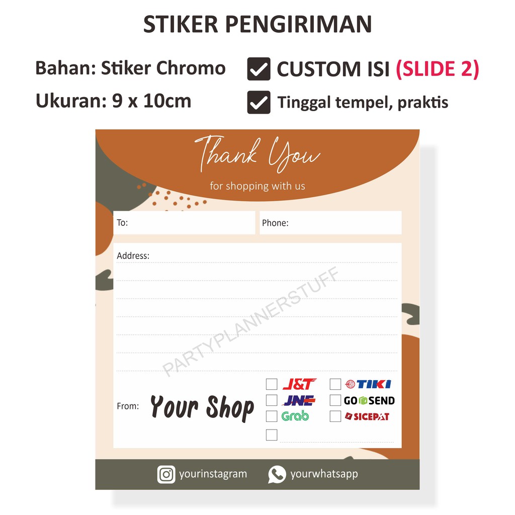 

Stiker pengiriman - shipping label lucu - stiker alamat cantik - stiker online shop murah simple