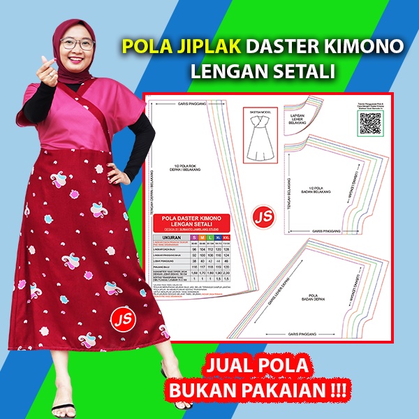 Kertas Samson | Pola Jiplak Daster Kimono Lengan Setali [ Pola Baju Jamblang Studio ]