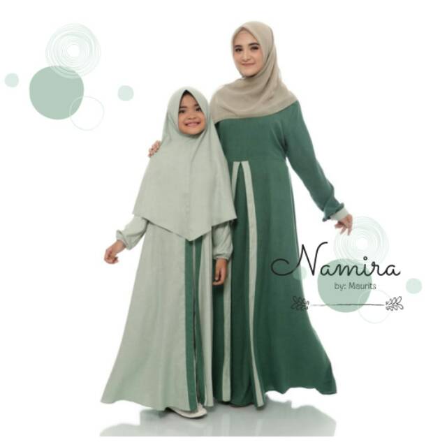 GAMIS COUPLE IBU DAN ANAK POLOS KOMBINASI - KATUN MADINA PREMIUM