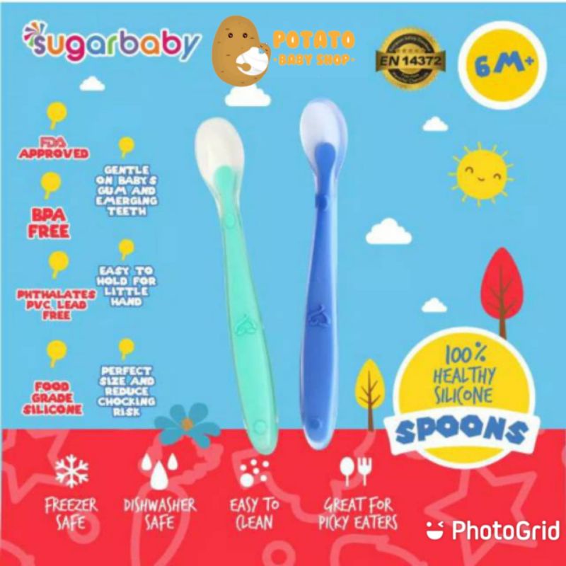 Sugar Baby Healthy Silicone Spoon - Sendok Makan Anak Isi 2