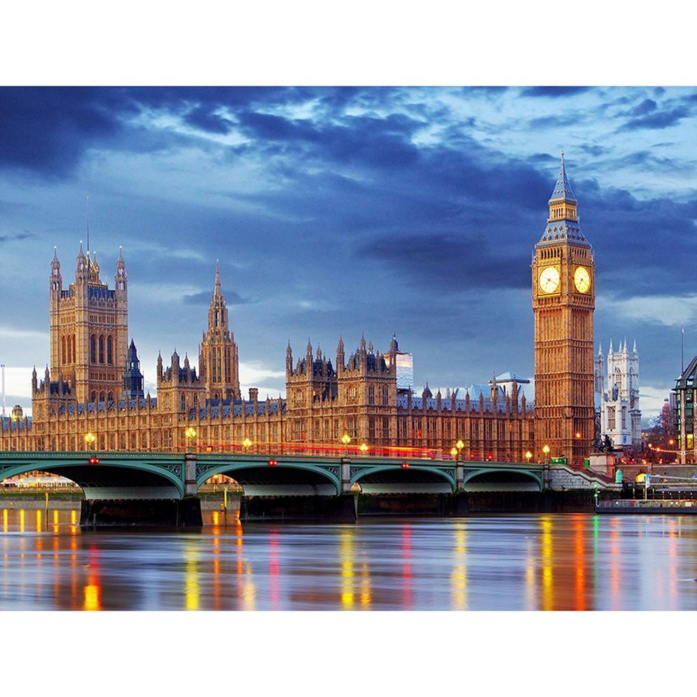 Lukisan Berlian 5d Desain Pemandangan London Malam Berlian