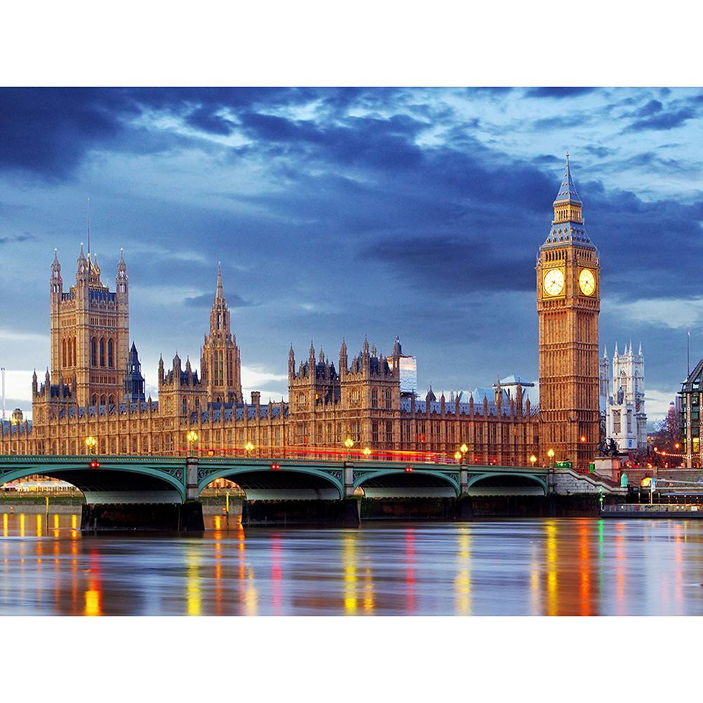 Lukisan Berlian 5d Desain Pemandangan London Malam Berlian