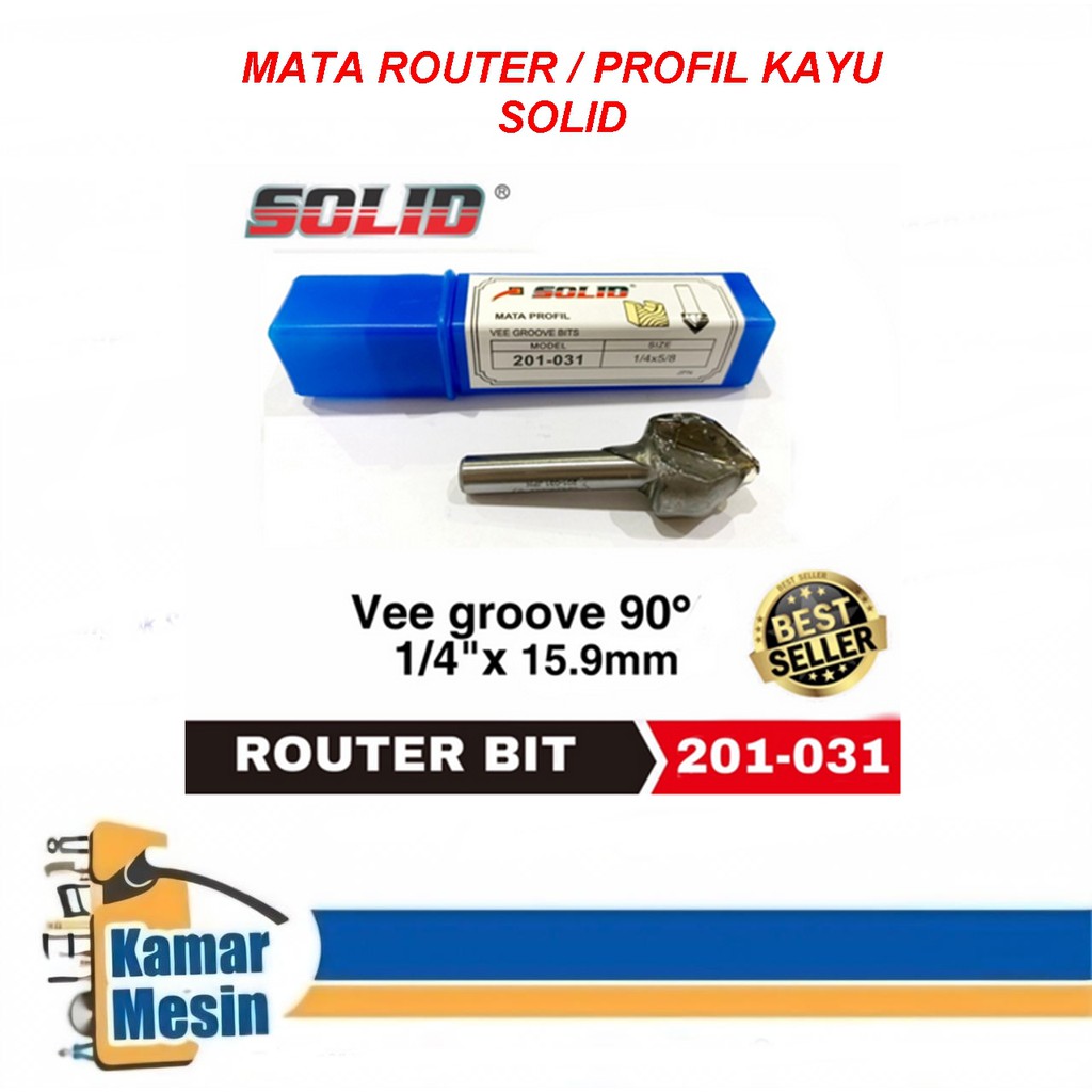 SOLID Mata Profil Vee Groove 16mm Router Bit Vee Groove 16mm 201-031