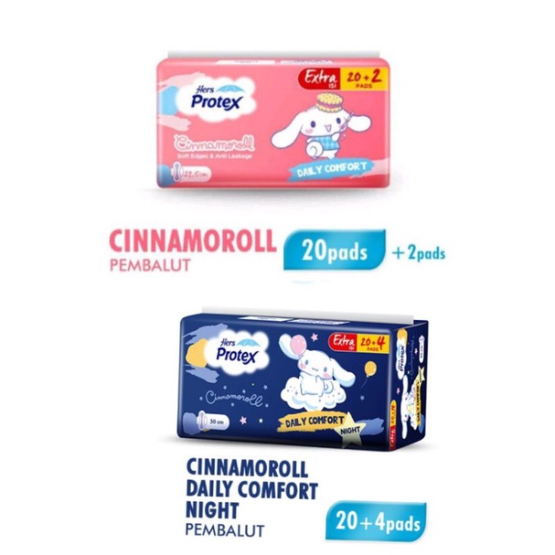 HERS PROTEX PEMBALUT CINNAMOROLL PINK 20 + 2 HERS PROTEX DAILY COMFORT NIGHT 20 + 4