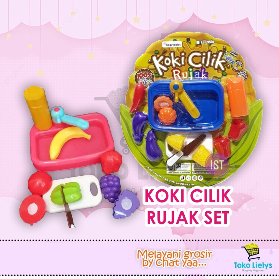 KOKI CILIK RUJAK MAINAN MASAK MASAKAN CUTTY FOOD MAINAN POTONG POTONGAN