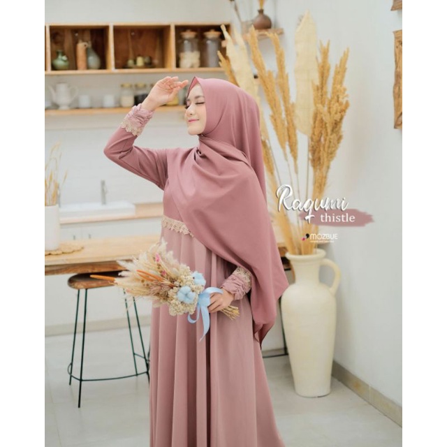 GAMIS RAQUMI by MOSBUE, Free dompet, pashmina, masker, furing