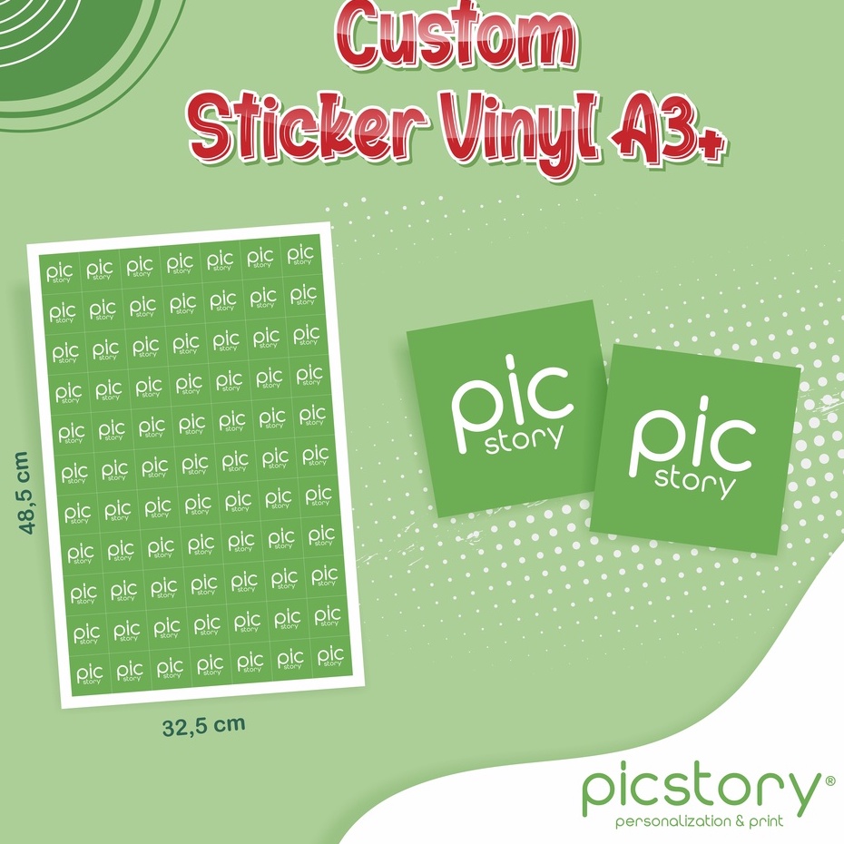 

Cetak Stiker Vinyl A3+ Sticker Label Kemasan Produk Custom Anti Air