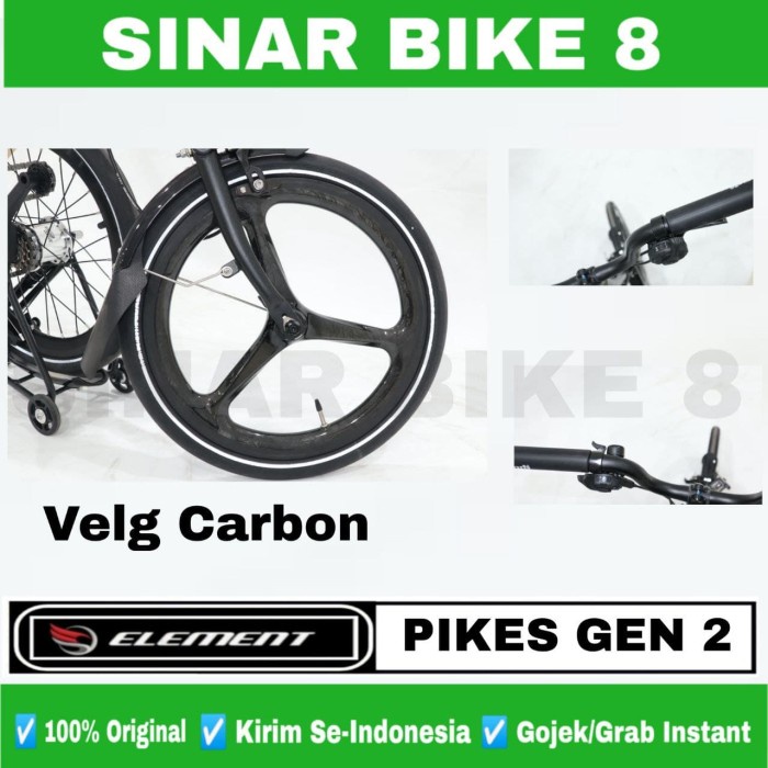 Sepeda Lipat Ukuran 16 Inch ELEMENT PIKES GEN 2 VERMONT SAND Velg Carbon + Koper