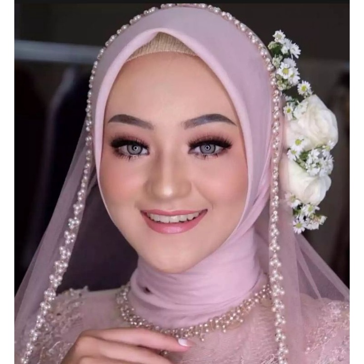 Grosir (SSC) slayer pengantin / slayer veil mutiara / kerudung pengantin / hijab akad Premium