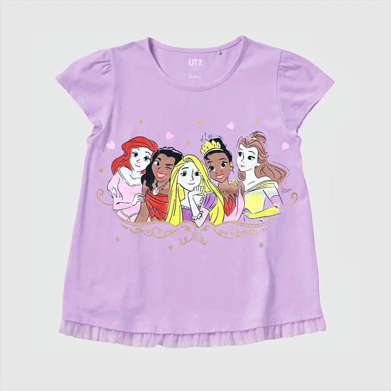 Kaos Anak Perempuan Uniqlo UT Disney Princess Purple Size 2y 3y / Kado Baju Kaos Celana Anak Adem Mu