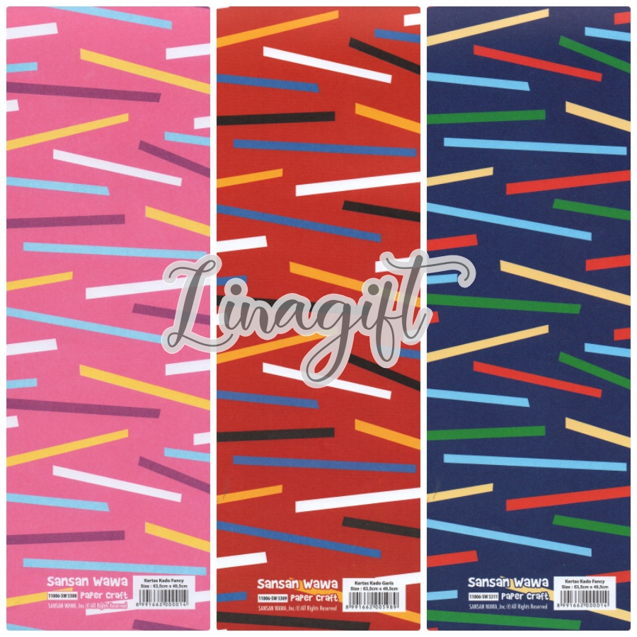 ( 5 Lembar ) HORIZONTAL LINES SANWA - KERTAS KADO STRIPES LINE ZIGZAG - GIFT WRAP PAPER SANSAN WAWA GARIS NETRAL EUSTHATIC GARIS LURUS