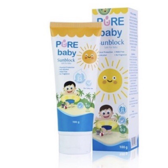 Pure Baby Sunblock Sun Blok Sunscreen SPF25 100gr - Krim Pelindung Sinar UV Matahari