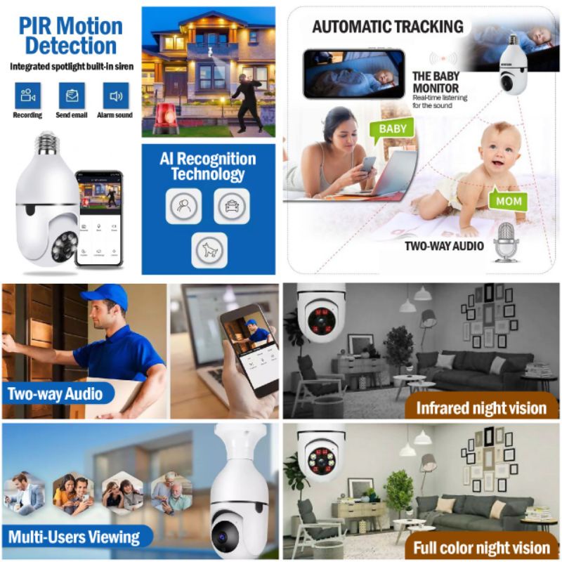 CCTV WIFI PANORAMA /CCTV SOCKET LAMPU/ PUTAR 360