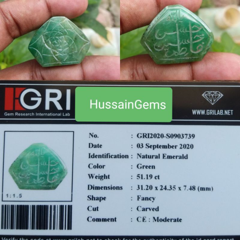Batu zamrud big size karving natural emerald beryl jamrud big size ct 51 memo GRI