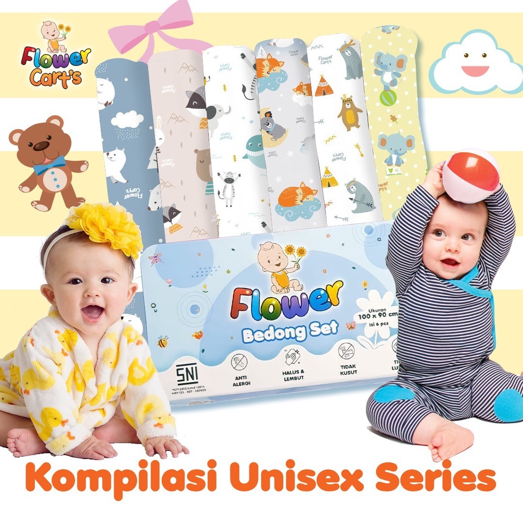 Kain Bedong Bayi Jumbo Lembut Bahan Kaos SNI Ukuran 100x90 Isi 6pcs Gedong Perlengkapan Bayi Baru Lahir Newborn Murah