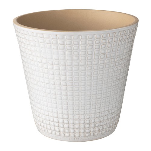 IKCHFRON Pot tanaman keramik, putih motif mewah/ besar 19cm