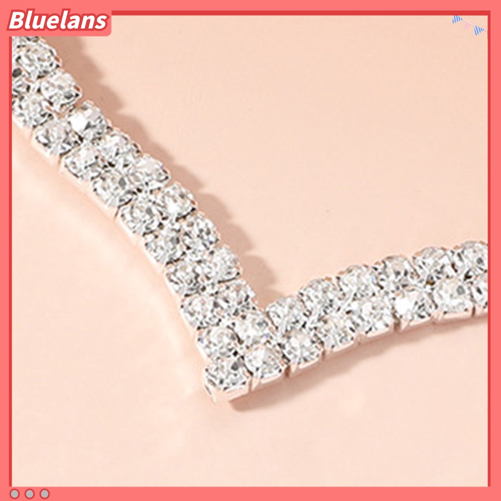 1 Set Perhiasan Kalung Anting Rumbai Berlian Imitasi Untuk Wanita