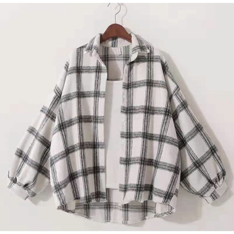 Kimberly Flanel Shirt / Kemeja Flanel / Kemeja Flanel Oversize-White Part 2 Ld 130