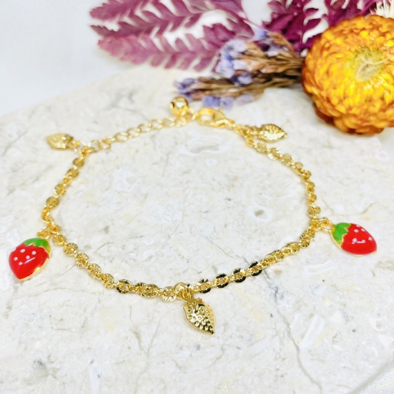 Gelang anak rombe strawberry lucu Emas Xuping