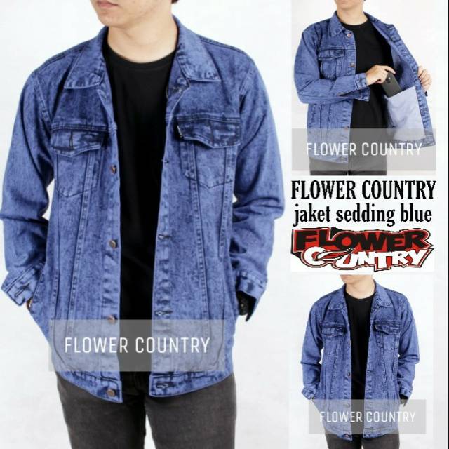 JAKET JEANS SANDWASH PRIA - JAKET SANDWASH FLOWER COUNTRY - JAKET DENIM - JAKET JEANS PRIA