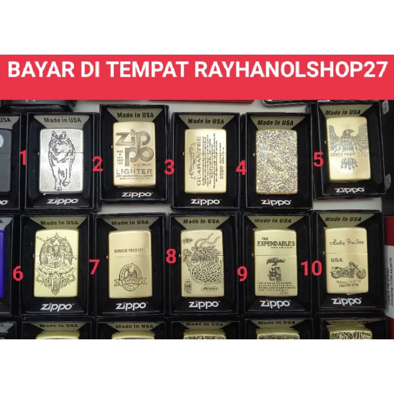 Korek api Zippo premium terbaru dan terpopuler termurah motif pilihan bahan berkualitas bagus Kuningan asli tidak mudah pudar Korek api Zippo banyak di sukai pria perokok maupun yang hobi koleksi korek korek Zippo